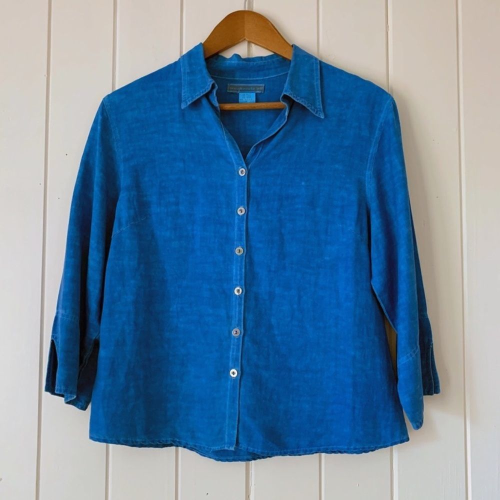 Silk-Linen Weekendz Off Buttondown Shirt Medium